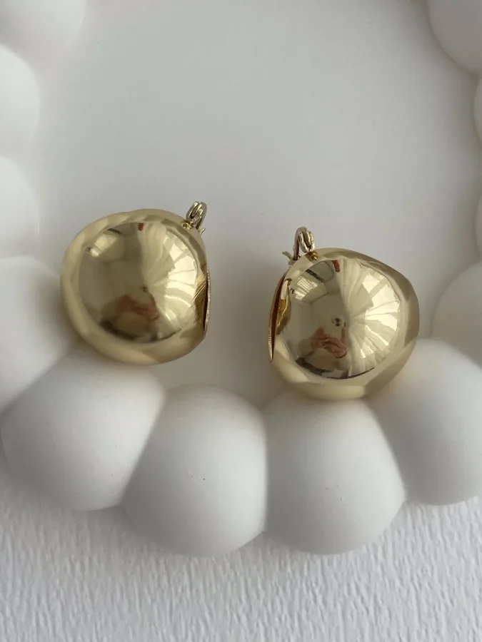 Özel Seri Büyük Boy Gold Top Küpe