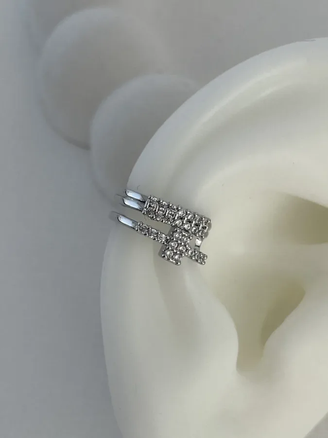 Özel Seri Üçlü Ayrık Zirkon Taş Gümüş Earcuff
