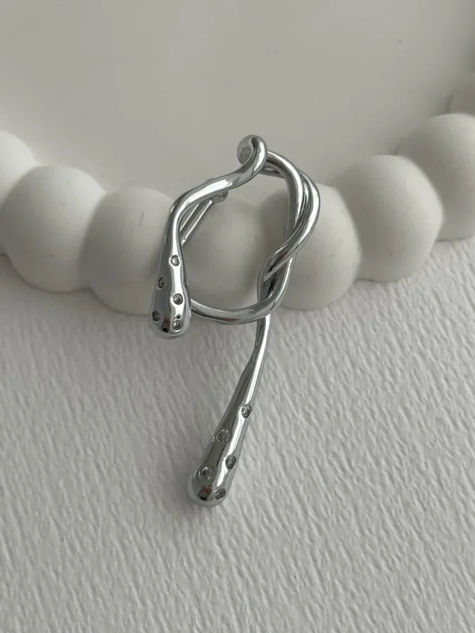 Özel Seri Zirkon Taşlı Sarmal Tasarım Gümüş Earcuff Küpe