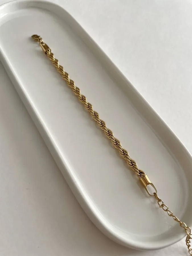 Çelik Gold 3mm Burgu Zincir Bileklik